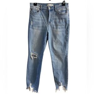 Judy Blue boyfriend jeans light wash frayed distressed Sz 28
